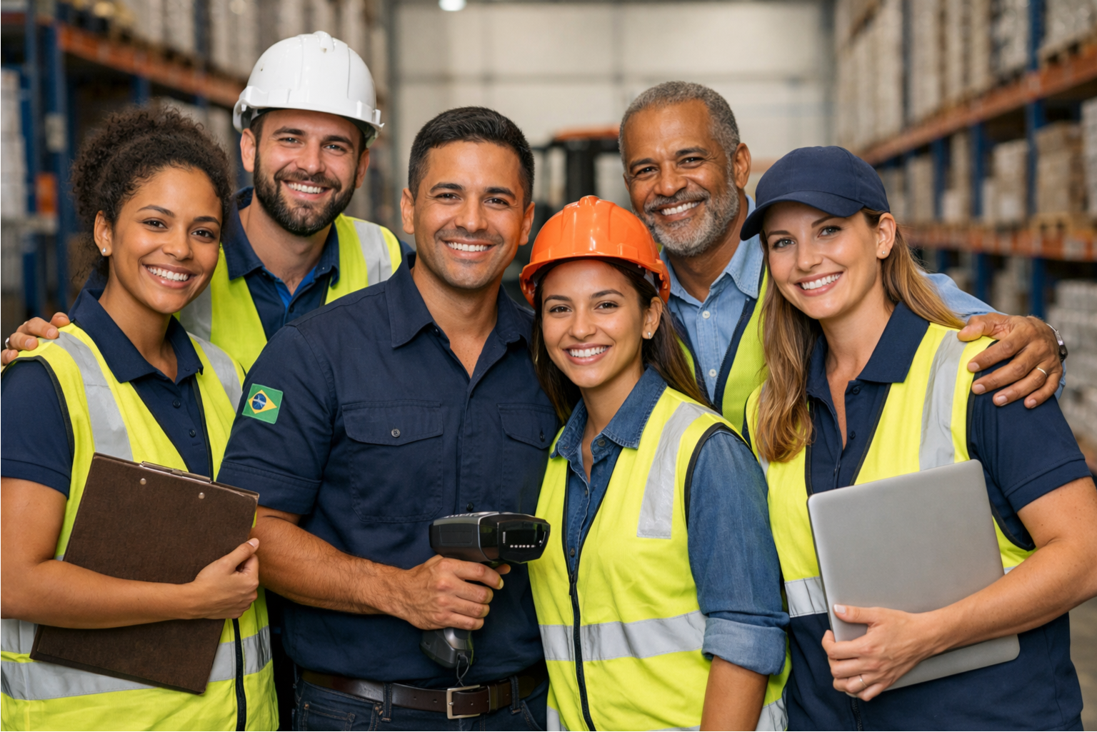 Equipe de logística protegida
